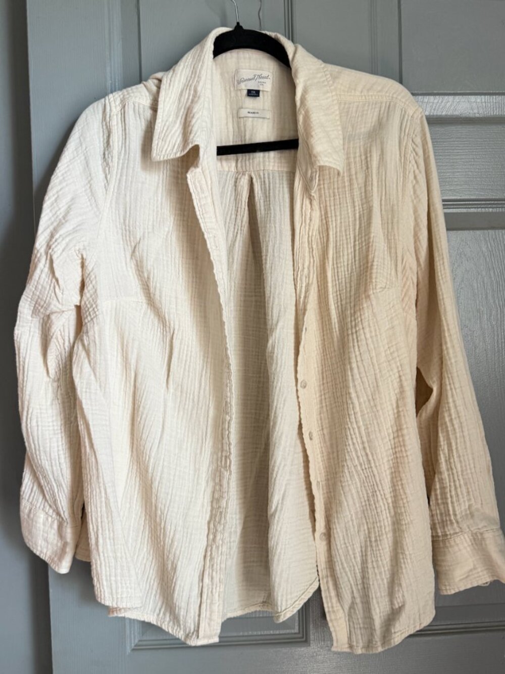 Universal Thread Cream Gauze Button Down Shirt Women XXL Relaxed Fit Cotton Top